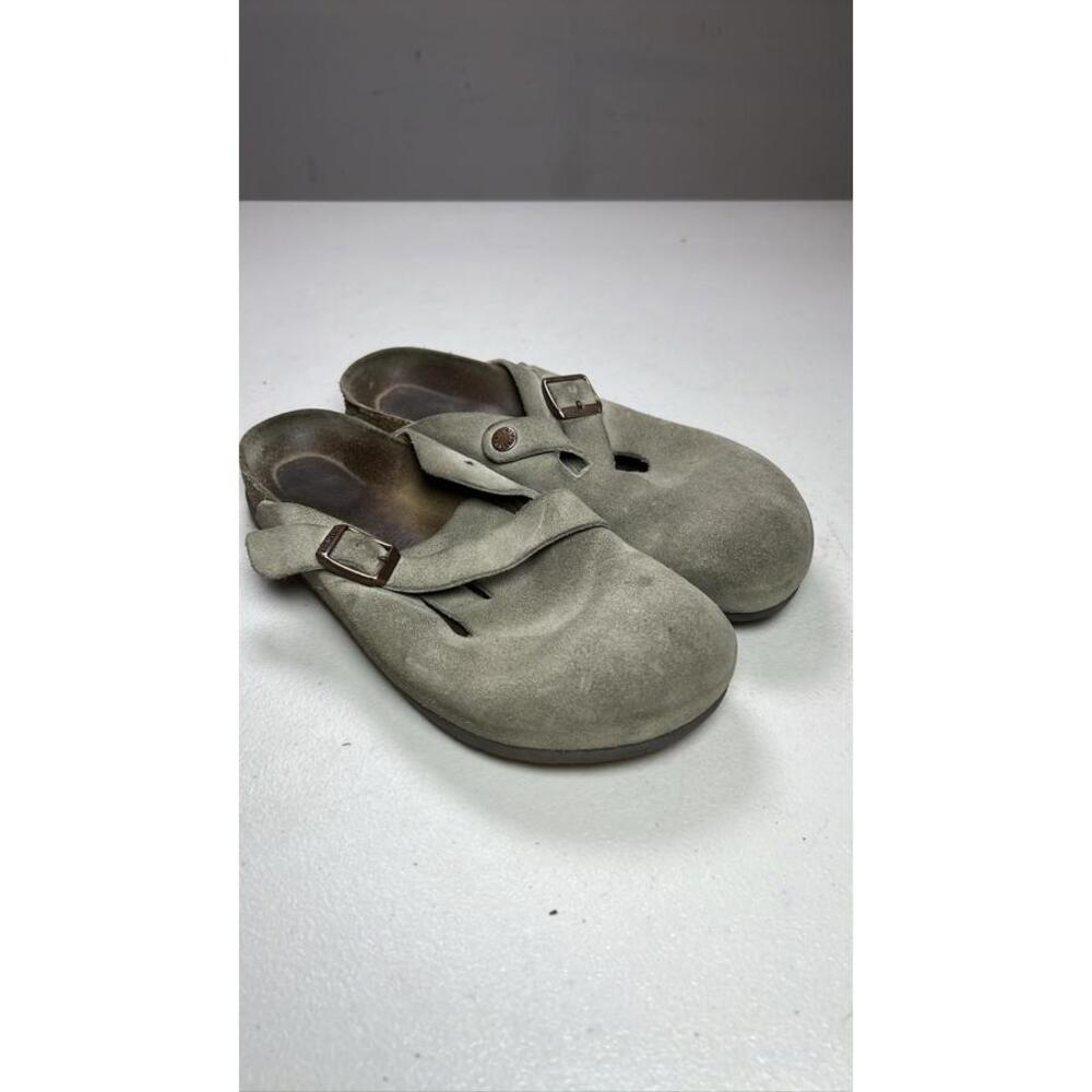 Birkenstock Boston Taupe Suede Soft Footbed Clogs Size 7
